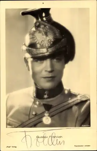 Ak Schauspieler Gustav Fröhlich, Portrait in Uniform, Filmszene, Autogramm