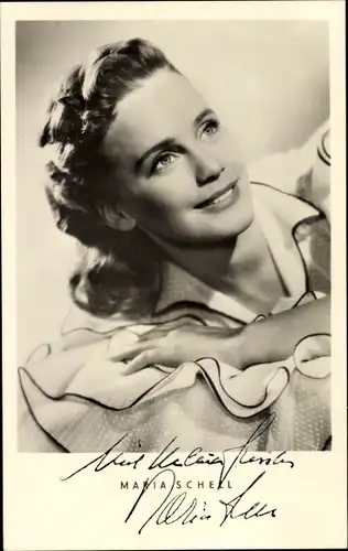 Ak Schauspielerin Maria Schell, Portrait, Autogramm
