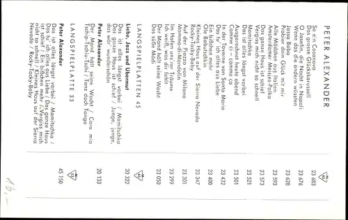 Ak Sänger und Schauspieler Peter Alexander, Polydor, Autogramm