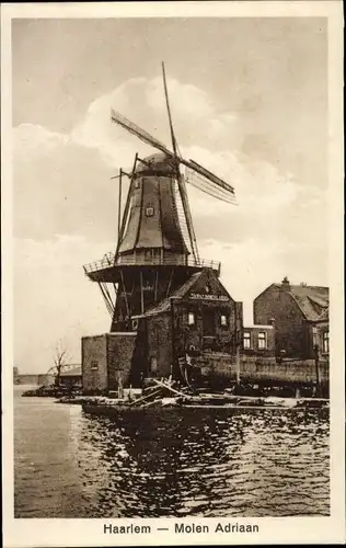 Ak Haarlem Nordholland Niederlande, Windmühle Adriaan
