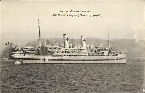 Ak Französisches Kriegsschiff, Asie, Navire Hopital