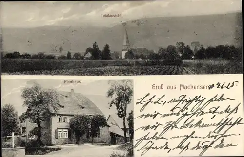 Ak Mackensen Dassel am Solling, Gesamtansicht, Kirche, Pfarrhaus