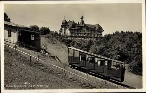 Ak Kanton Bern, Gurtenbahn und Hotel, Standseilbahn