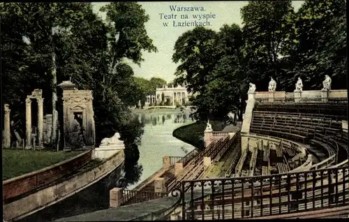 Ak Warszawa Warschau Polen, Teatr na wyspie w Lazienkach