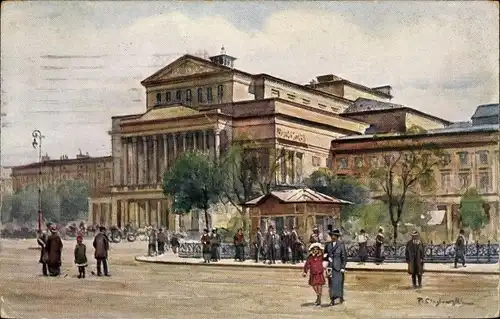 Künstler Ak Cieslewski, Warszawa Warschau Polen, Theater, Straßenpartie