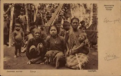 Postkarte Java Indonesien, javanische Frauen, Djocja