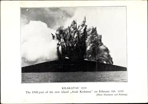 Ak Java Indonesien, Krakatau 1929, Der Ene-Teil der neuen Insel Anak Krakatau