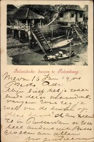 Ak Palembang Sumatra Indonesien, Inlandsche huizen