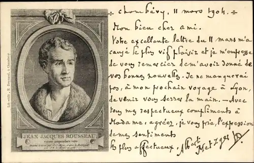 Ak Schriftsteller und Forscher Jean-Jacques Rousseau, Portrait
