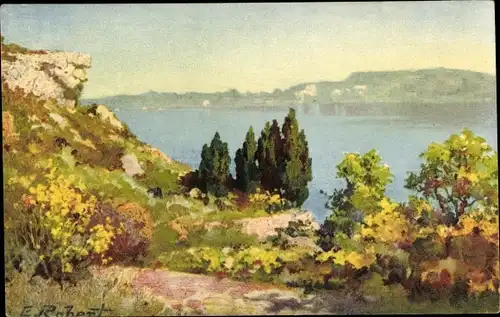 Künstler Ak Rabert, Landschaft, Gewässer, Kitsch