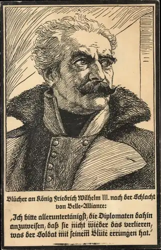 Künstler Ak Preußischer Generalfeldmarschall Gebhard Leberecht von Blücher, Belle Alliance