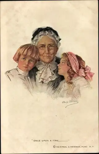 Künstler Ak Boileau, Philip, Once upon a time, Junge und Mädchen mit Großmutter