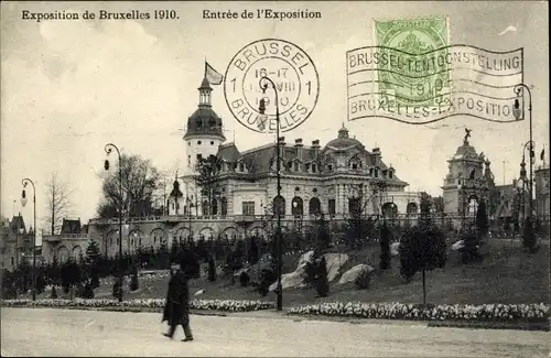 Postkarte Brüssel Brüssel, Eingang zur Ausstellung, 1910