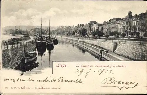 Ak Lüttich Lüttich Wallonien, Der Kanal am Boulevard Frère Orban