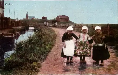 Ak Types Hollandais, Niederländische Mädchen in Trachten