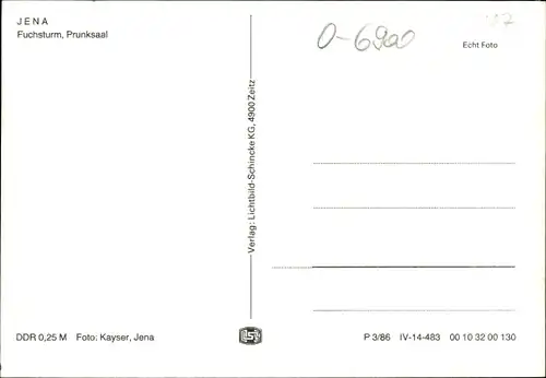 Ak Jena in Thüringen, Fuchsturm, Prunksaal