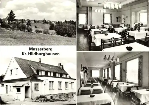 Ak Masserberg in Thüringen, Ortsansicht, HO-Gaststätte Berghof, Gastraum