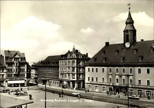 Ak Annaberg Buchholz im Erzgebirge, Markt, Rathaus