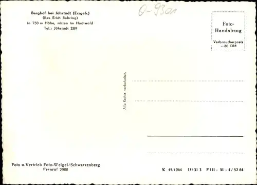 Ak Jöhstadt im Erzgebirge Sachsen, Berghof