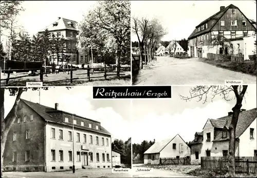 Ak Reitzenhain Marienberg im Erzgebirge, Wildhäuser, Schmiede, Ferienheim, Heilstätte