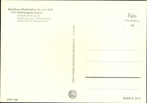 Ak Stützengrün im Erzgebirge Sachsen, Gasthaus Stollmühle