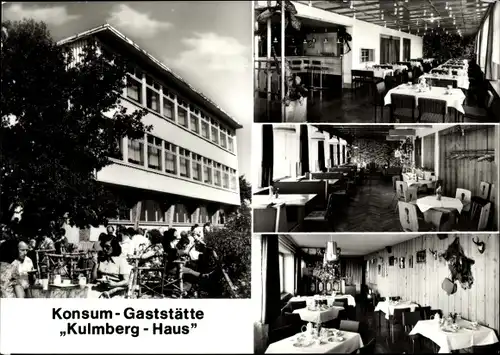 Ak Dorfkulm Unterwellenborn in Thüringen, Konsum-Gaststätte Kulmberg-Haus, Gnomenbar