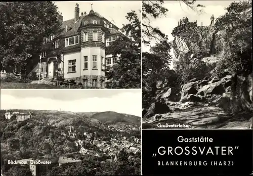 Ak Blankenburg am Harz, Großvaterfelsen, Gaststätte Großvater, Panorama