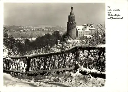 Ak Weida in Thüringen, Osterburg, Winteransicht, Weihnachtsgrüße