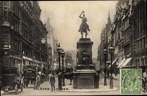 Ak Holborn Camden London England, Statue