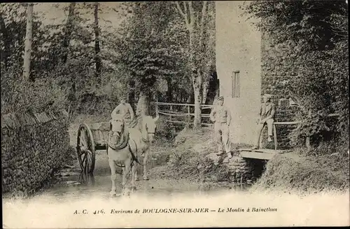 Ak Boulogne sur Mer Pas de Calais, Die Moulin in Bainethun