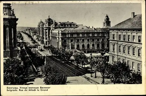 Ak Beograd Belgrad Serbisch, Straße von Miloch dem Großen