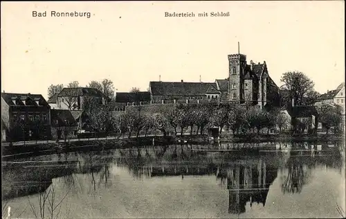 Ak Ronneburg in Thüringen, Baderteich und Schloss