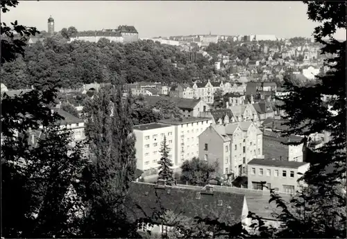 Foto Ak Greiz im Vogtland, Blick über die Dächer