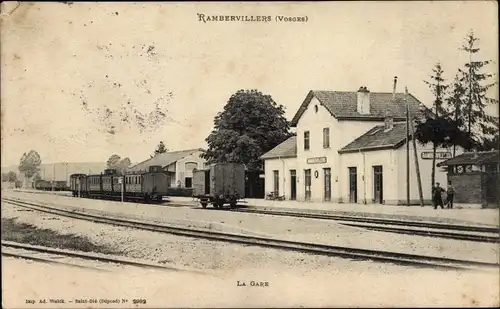 Ak Rambervillers Vosges, Bahnhof