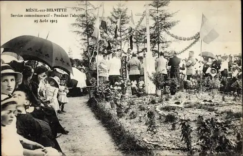 Ak Ménil sur Belvitte Vosges, Service commératif, Pendant l'absouie