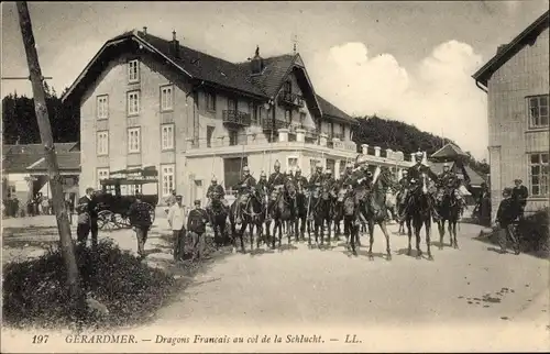 Ak Gérardmer Lothringen Vosges, Dragons Francais au col de la Schlucht