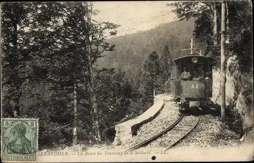 Ak Gérardmer Lothringen Vosges, La Route du Tramway de la Schlucht