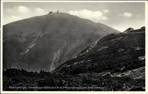 Ak Karpacz Krummhübel Schlesien, Dom Śląski, Schlesierhaus, Schneekoppe, Melzergrund