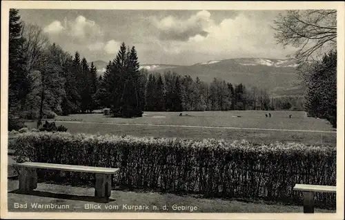 Ak Cieplice Śląskie Zdrój Bad Warmbrunn Riesengebirge Schlesien, Blick vom Kurpark