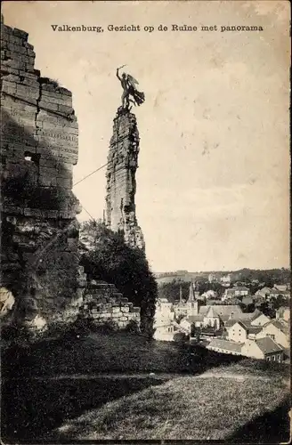 Ak Valkenburg Limburg Niederlande, Gezicht op de Ruine met panorama