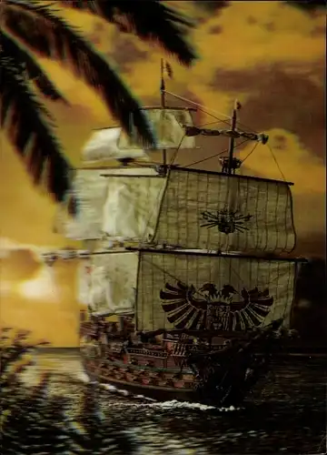 3 D Ak Spanisches Segelschiff