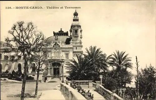 Ak Monte Carlo Monaco, Le Theater et la Terrasse