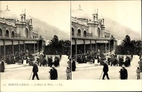 Stereo Ak Monte Carlo Monaco, L&#39;Hôtel de Paris, Terrasse