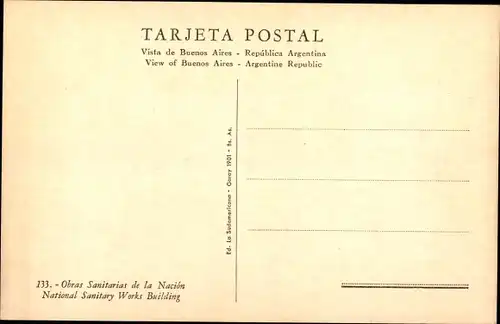 Ak Buenos Aires Argentinien, Gebäude der Nationalen Sanitärwerke