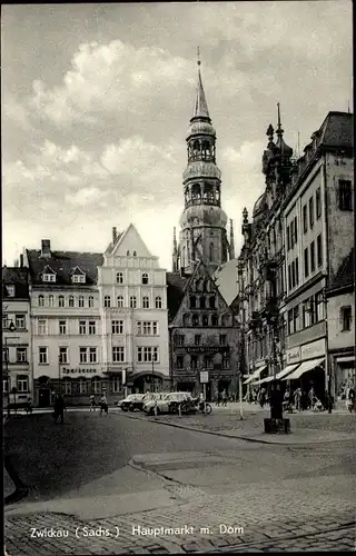 Ak Zwickau in Sachsen, Hauptmarkt mit Dom