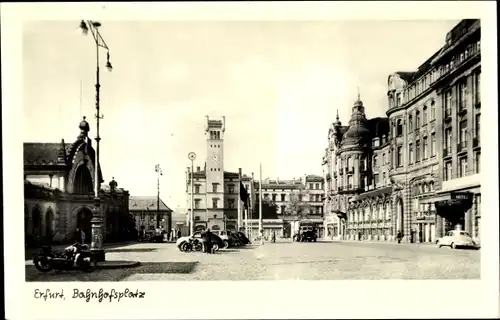 Ak Erfurt in Thüringen, Bahnhofsplatz