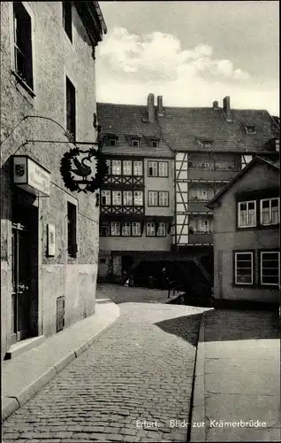 Ak Erfurt in Thüringen, Blick zur Krämerbrücke