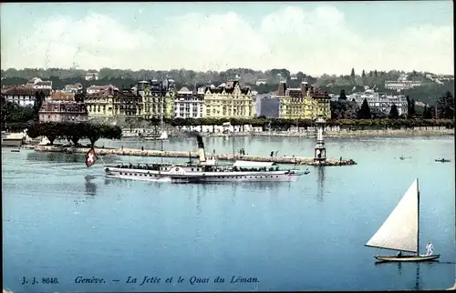 Ak Genf Genf Schweiz, Das Jetée und der Quai du Léman