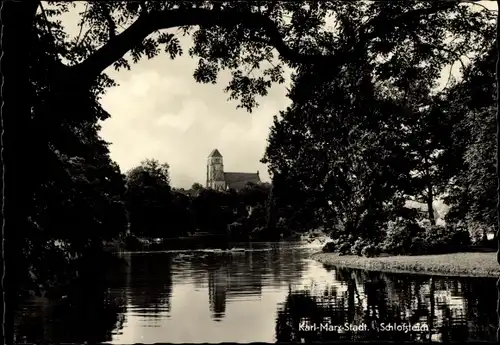Ak Karl Marx Stadt Chemnitz in Sachsen, Schlossteich
