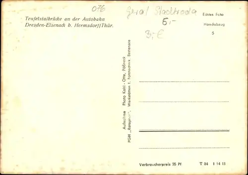 Ak Hermsdorf in Thüringen, Teufelstalbrücke an der Autobahn Dresden-Eisenach